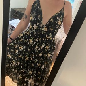 Black Floral Breezy Midi
